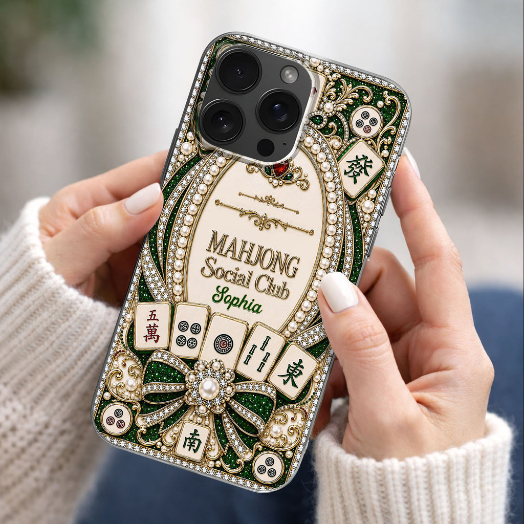 Personalized Clear Phone Case for Mahjong Lovers with Name