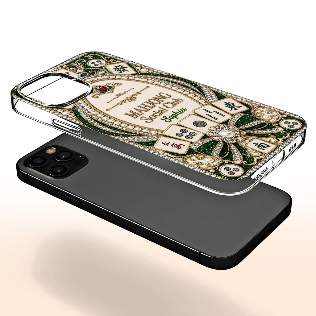 Personalized Clear Phone Case for Mahjong Lovers with Name