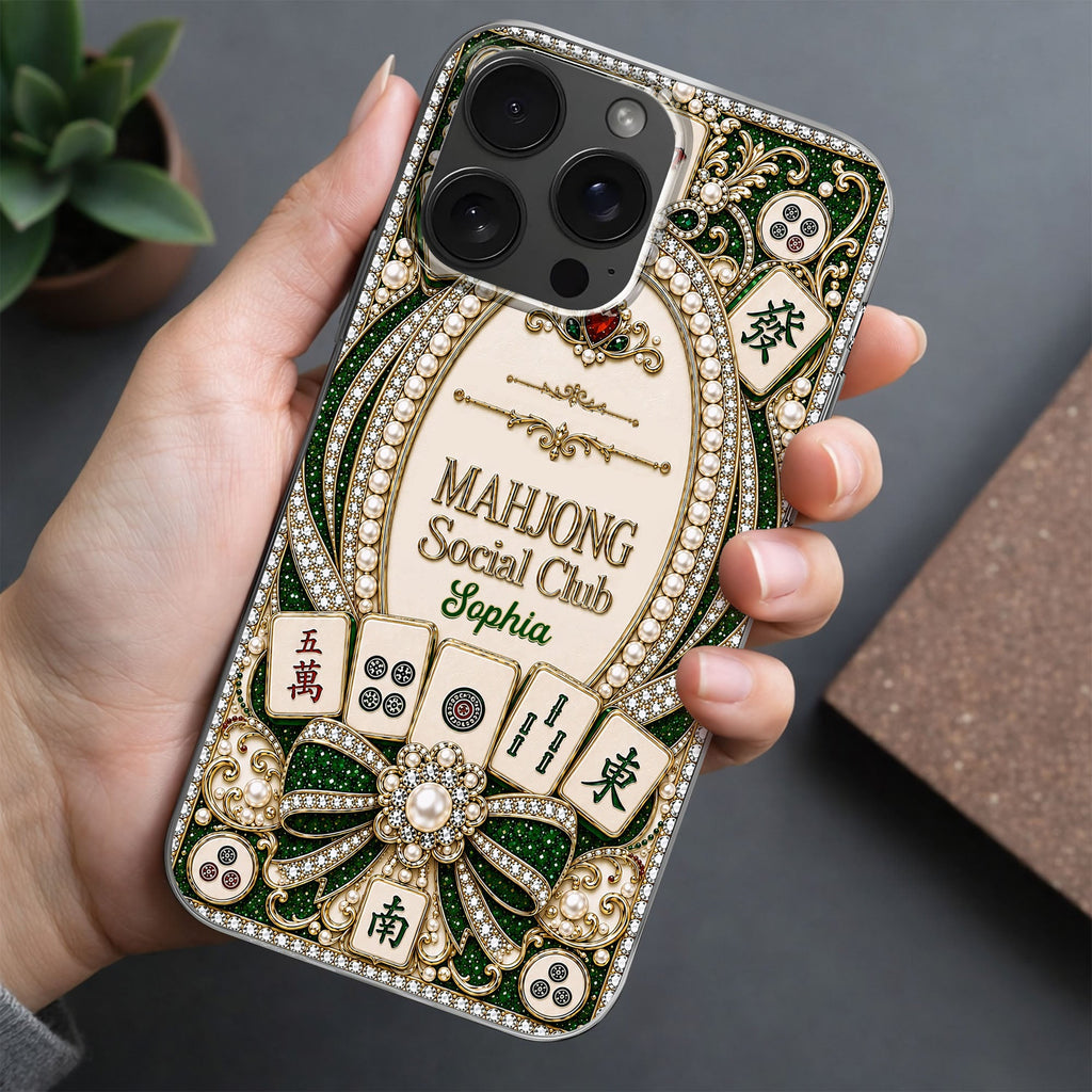 Personalized Clear Phone Case for Mahjong Lovers with Name
