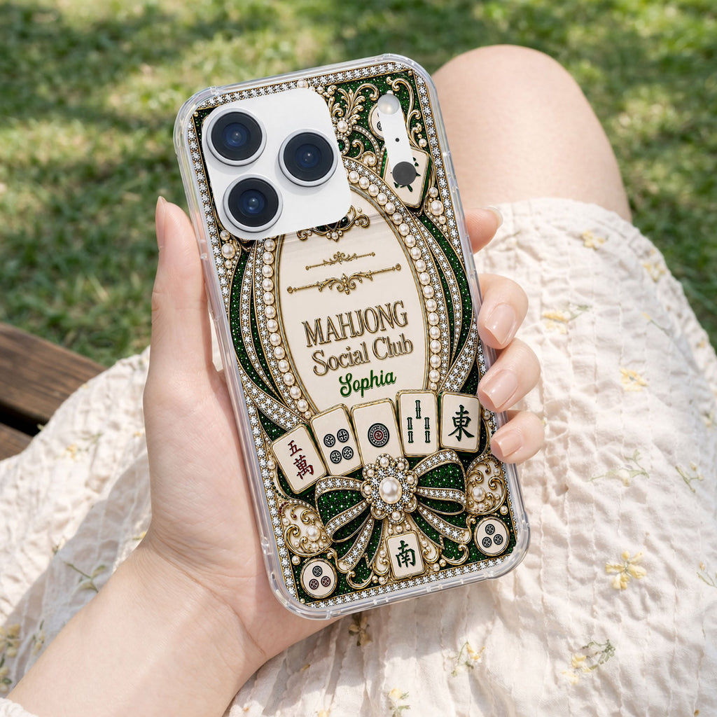 Personalized Clear Phone Case for Mahjong Lovers with Name