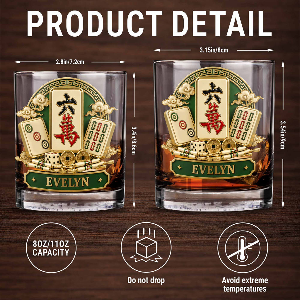 Personalized Mahj jong Whiskey Glass Custom Name Gift for Him