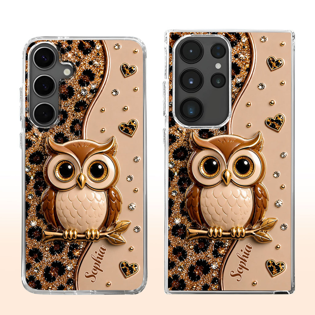 Personalized Clear Phone Case Cute Owl Design Custom Name Gift for Her