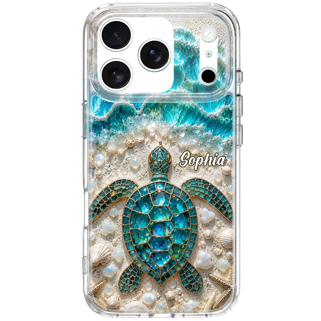 Personalized Clear Phone Case with Sea Turtles for Ocean Lovers