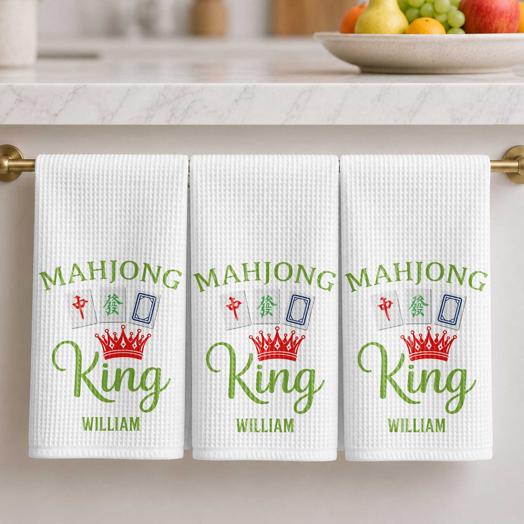 Personalized Mahjong King Kitchen Towel Custom Name Gift for Dad