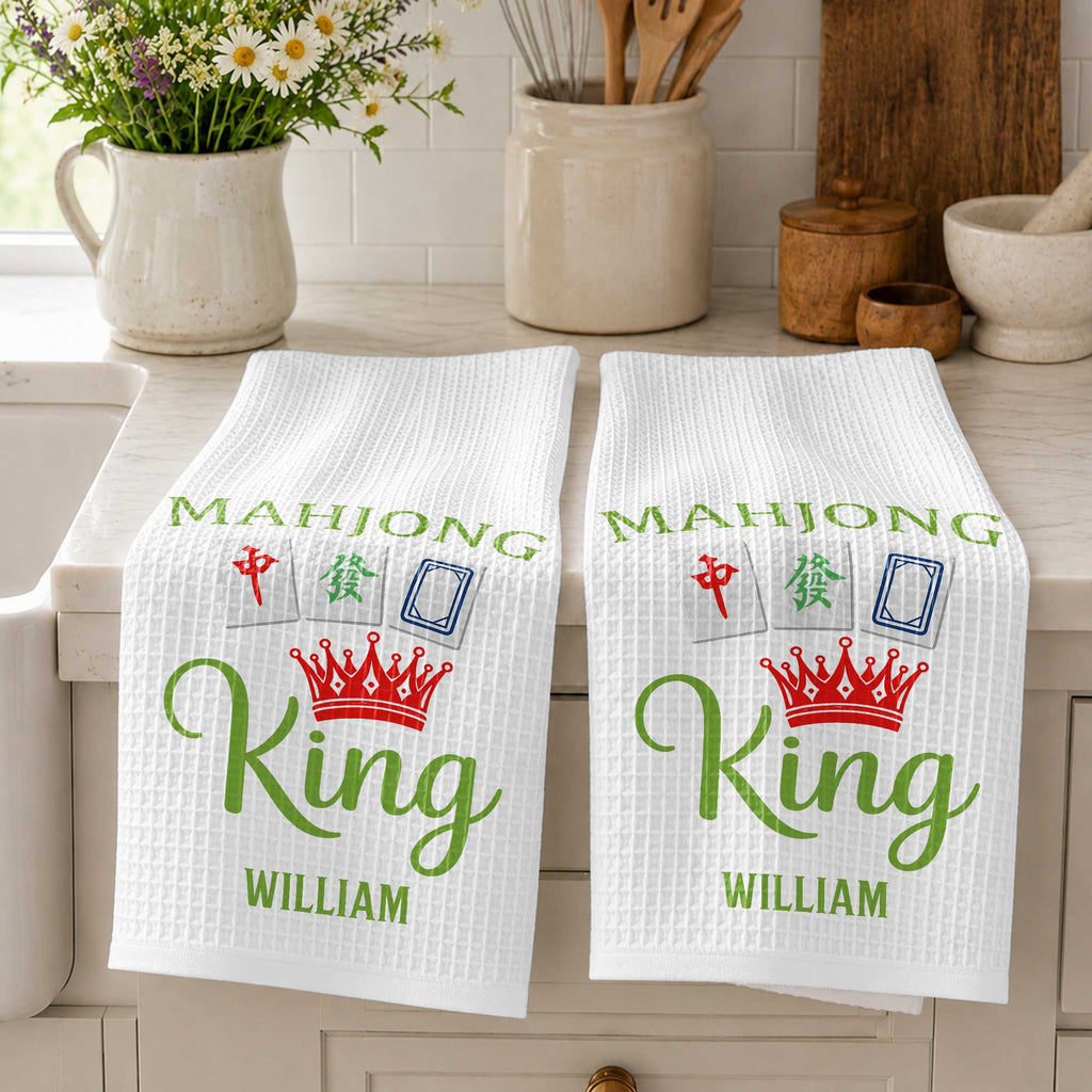 Personalized Mahjong King Kitchen Towel Custom Name Gift for Dad