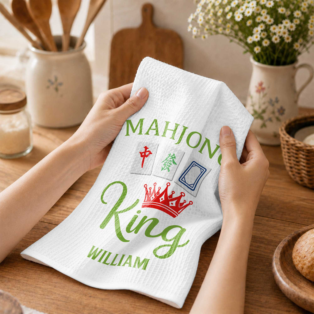 Personalized Mahjong King Kitchen Towel Custom Name Gift for Dad