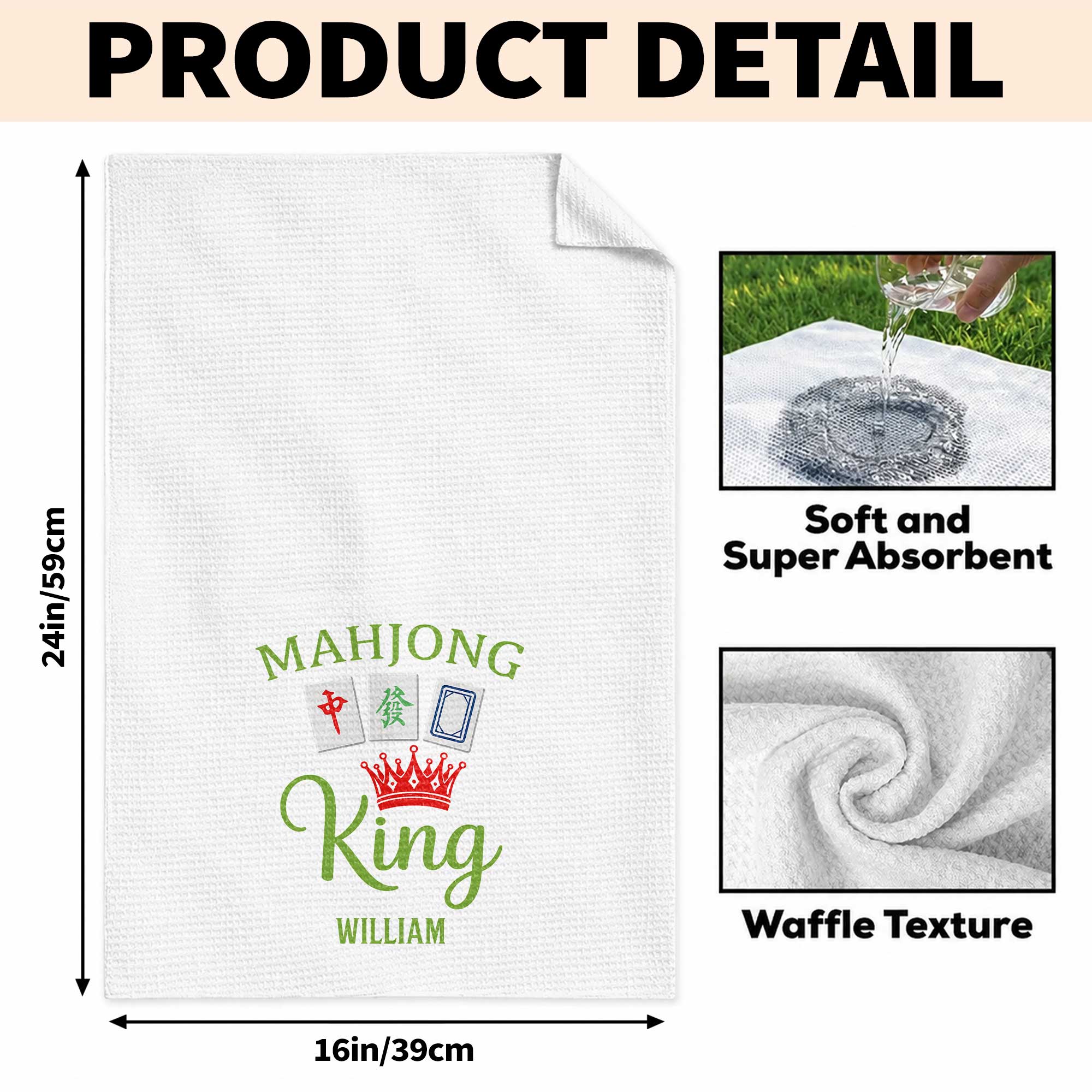 Personalized Mahjong King Kitchen Towel Custom Name Gift for Dad