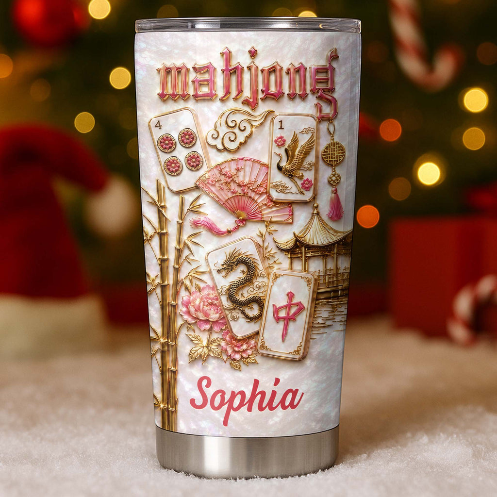 Personalized Mahjong 20oz Stainless Steel Tumbler Gift for Game Lovers