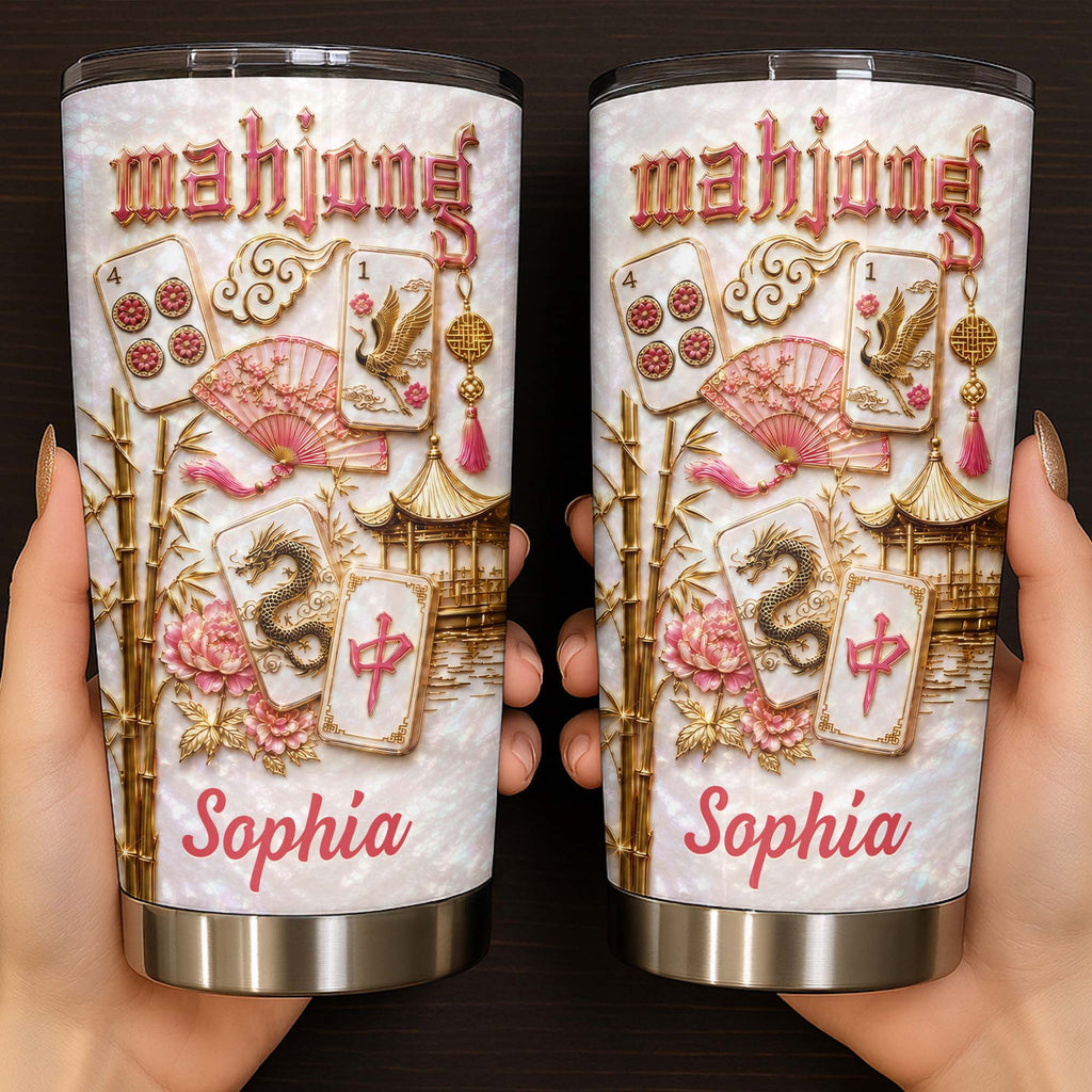 Personalized Mahjong 20oz Stainless Steel Tumbler Gift for Game Lovers
