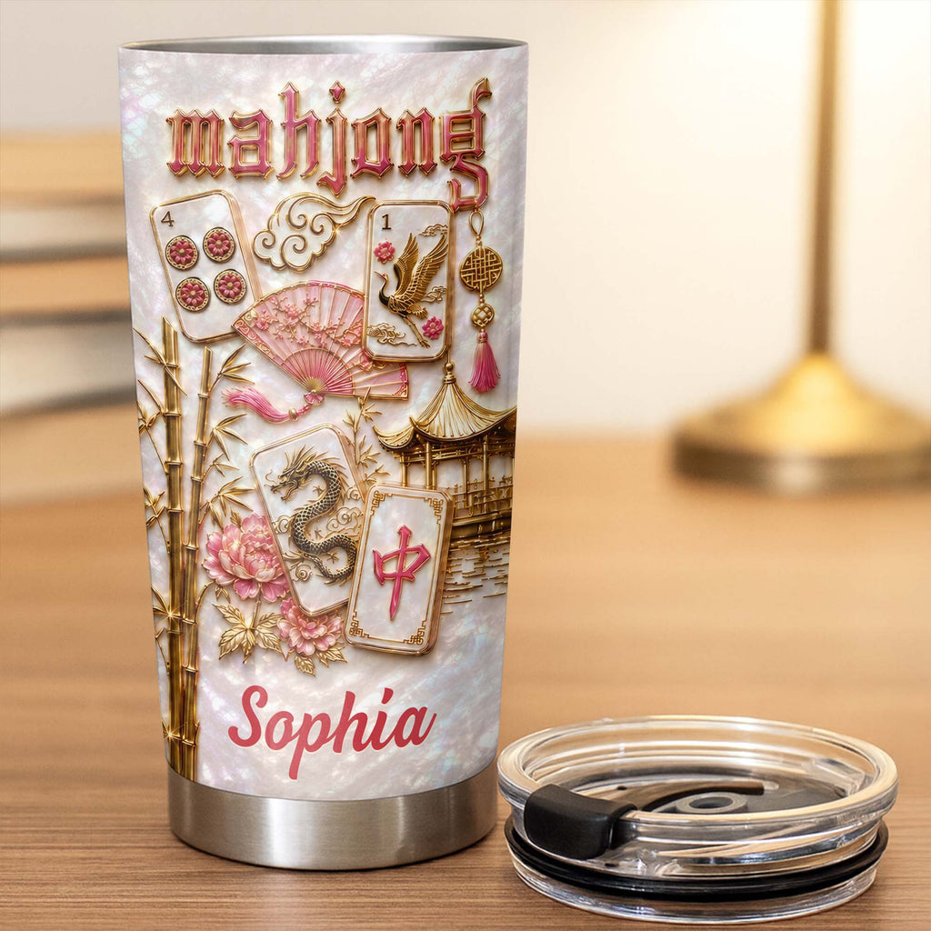 Personalized Mahjong 20oz Stainless Steel Tumbler Gift for Game Lovers
