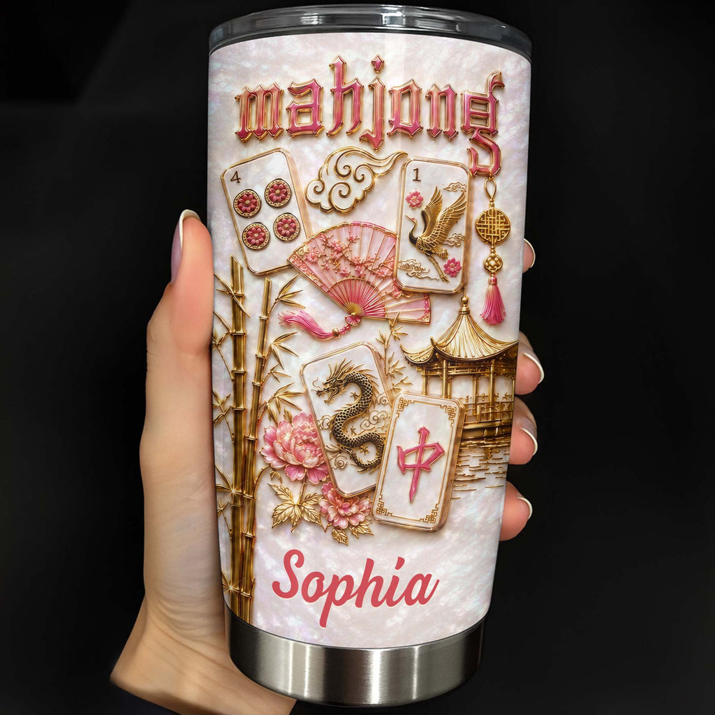 Personalized Mahjong 20oz Stainless Steel Tumbler Gift for Game Lovers