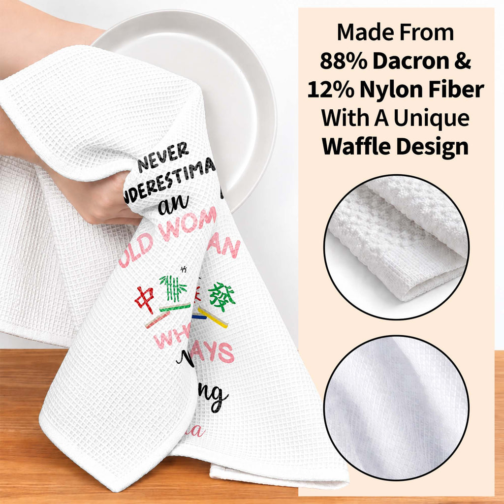 Personalized Mahjong Kitchen Towel Custom Name Gift for Her