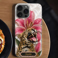 Personalized Clear Phone Case Leopard Lily Flower Custom Name Gift for Her Clear Phone Case GradoCreations