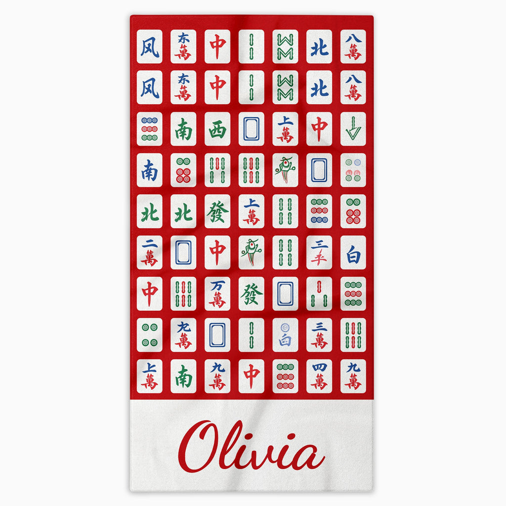 Personalized Microfiber Beach Towel Custom Name Mahjong Design Beach Towels GradoCreations