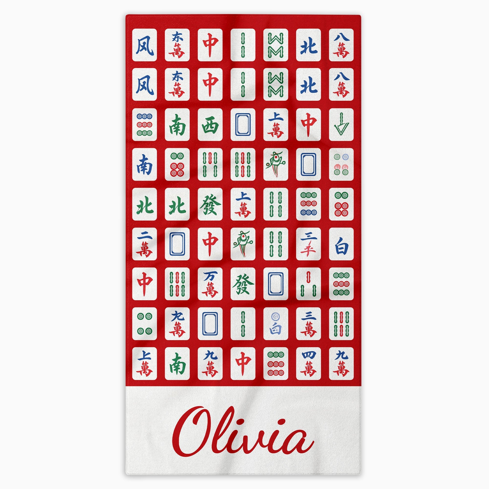 Personalized Microfiber Beach Towel Custom Name Mahjong Design Beach Towels GradoCreations