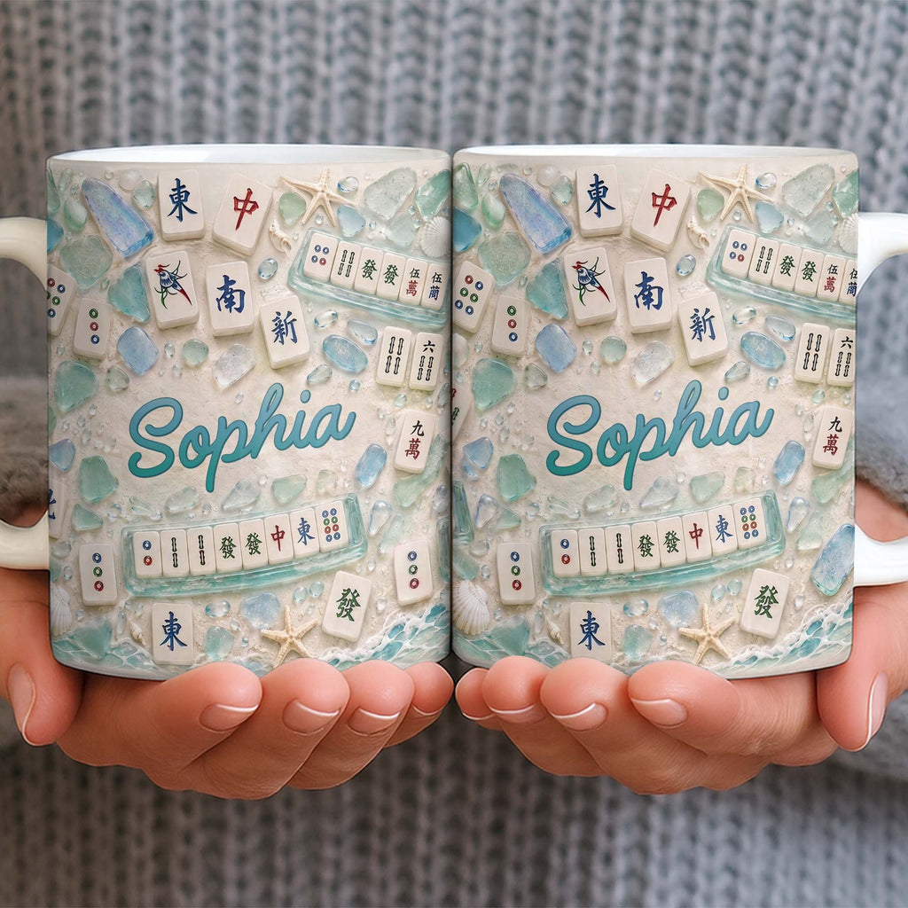 Personalized Mahjong Beach Mug Custom Name Gift for Besties Edge-to-edge Mug GradoCreations