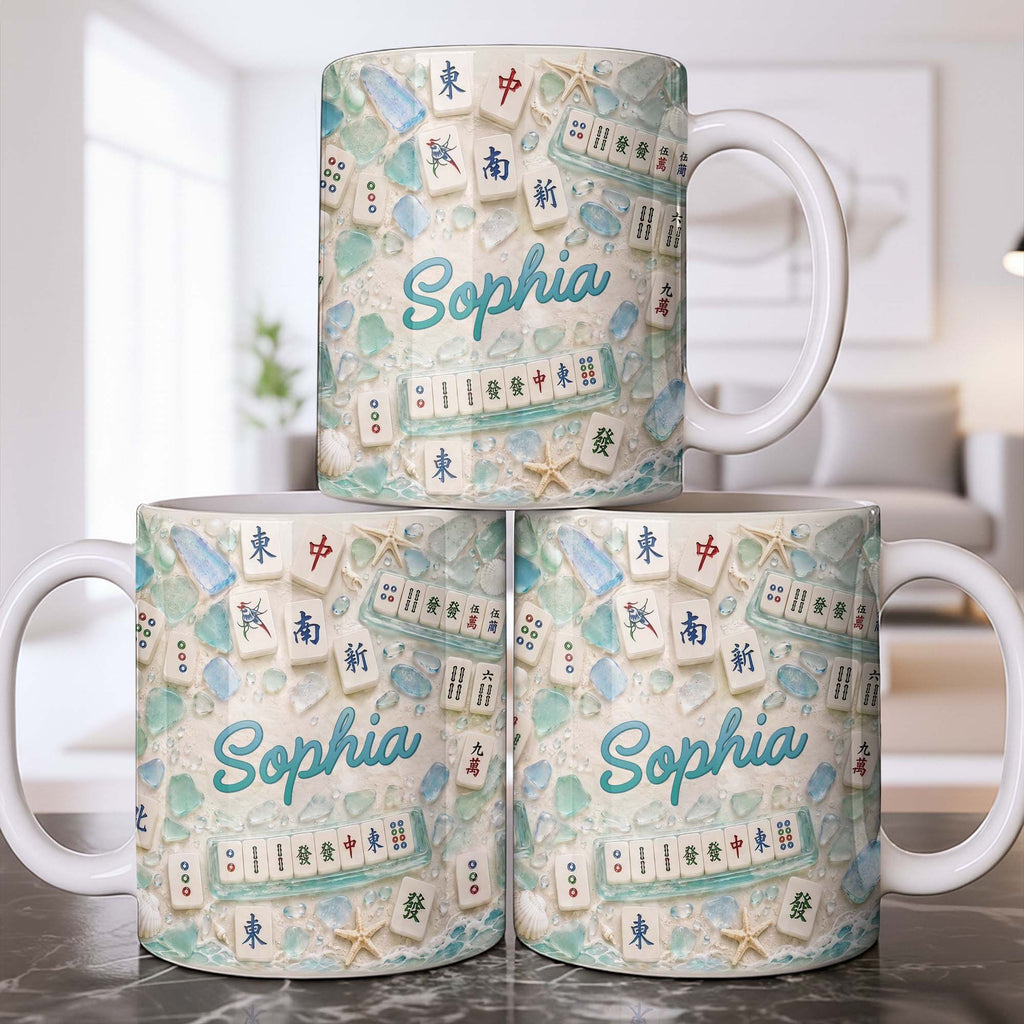Personalized Mahjong Beach Mug Custom Name Gift for Besties Edge-to-edge Mug GradoCreations