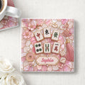 Personalized Ceramic Coaster with Cherry Blossoms for Game Night Square Ceramic Coaster GradoCreations