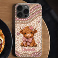 Personalized Highland Cow Clear Phone Case with 3D Rhinestones Gift for Her Clear Phone Case GradoCreations