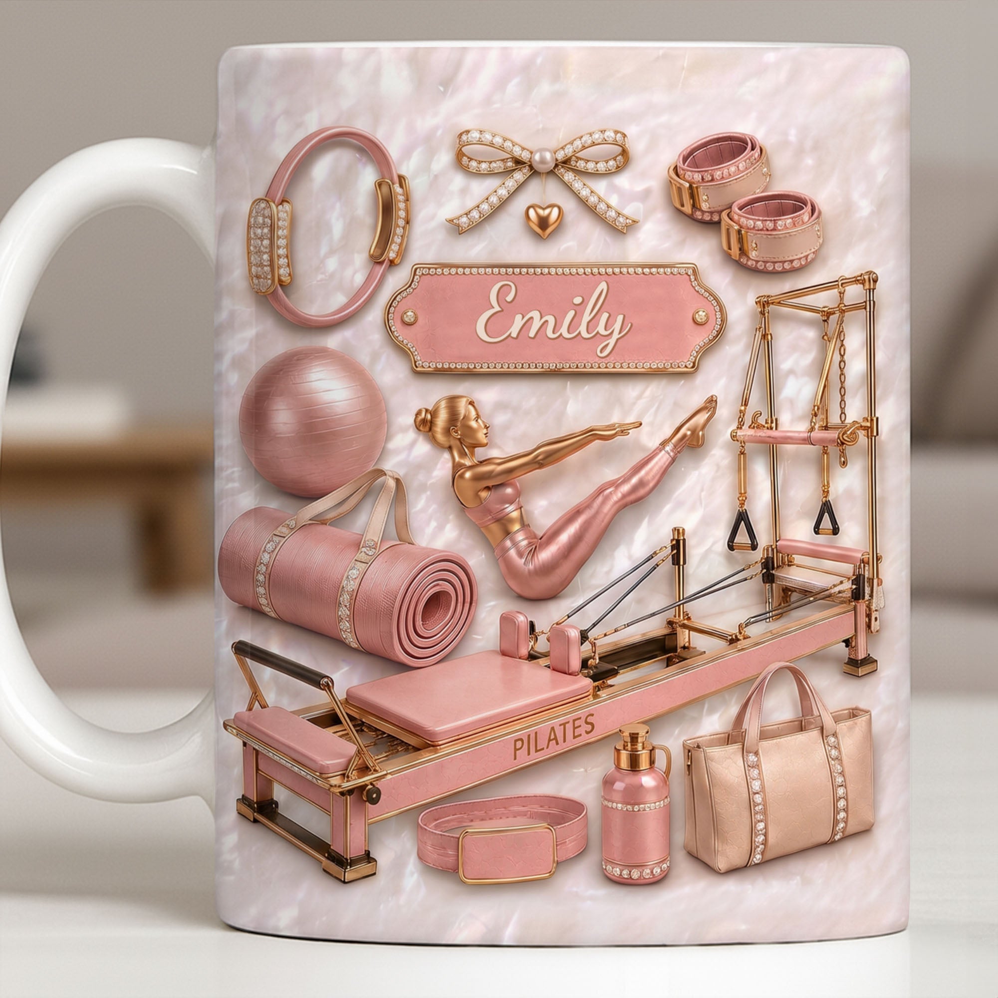 Personalized Pilates Girl Coffee Mug Custom Name Gift for Her Edge-to-edge Mug GradoCreations