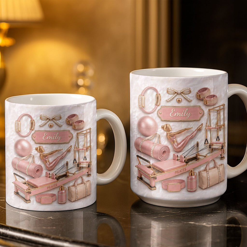 Personalized Pilates Girl Coffee Mug Custom Name Gift for Her Edge-to-edge Mug GradoCreations