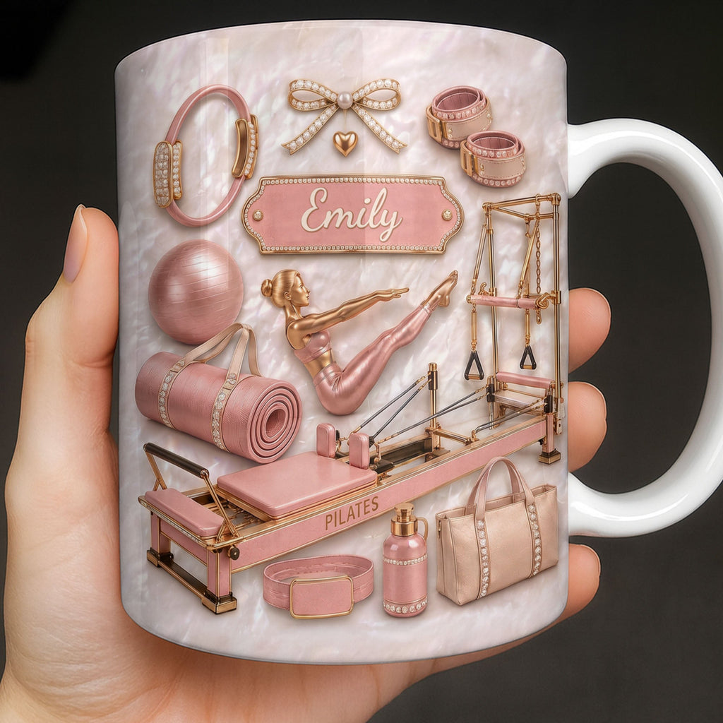 Personalized Pilates Girl Coffee Mug Custom Name Gift for Her Edge-to-edge Mug GradoCreations