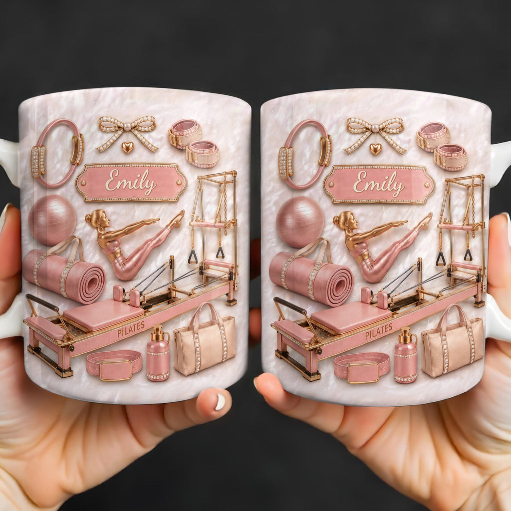 Personalized Pilates Girl Coffee Mug Custom Name Gift for Her Edge-to-edge Mug GradoCreations