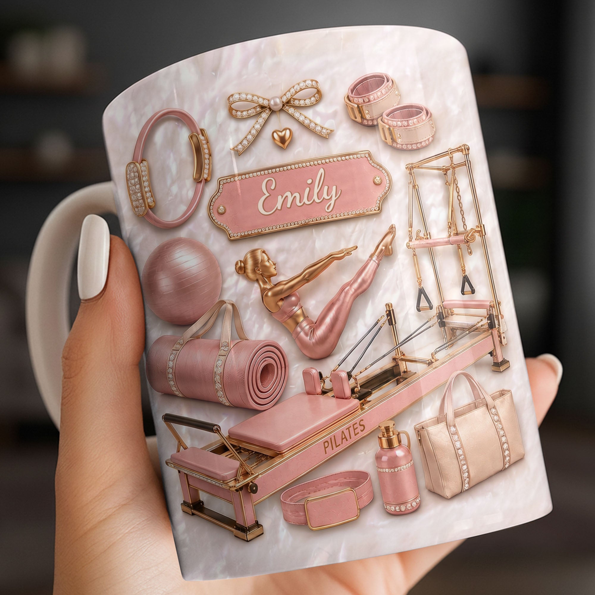 Personalized Pilates Girl Coffee Mug Custom Name Gift for Her Edge-to-edge Mug GradoCreations