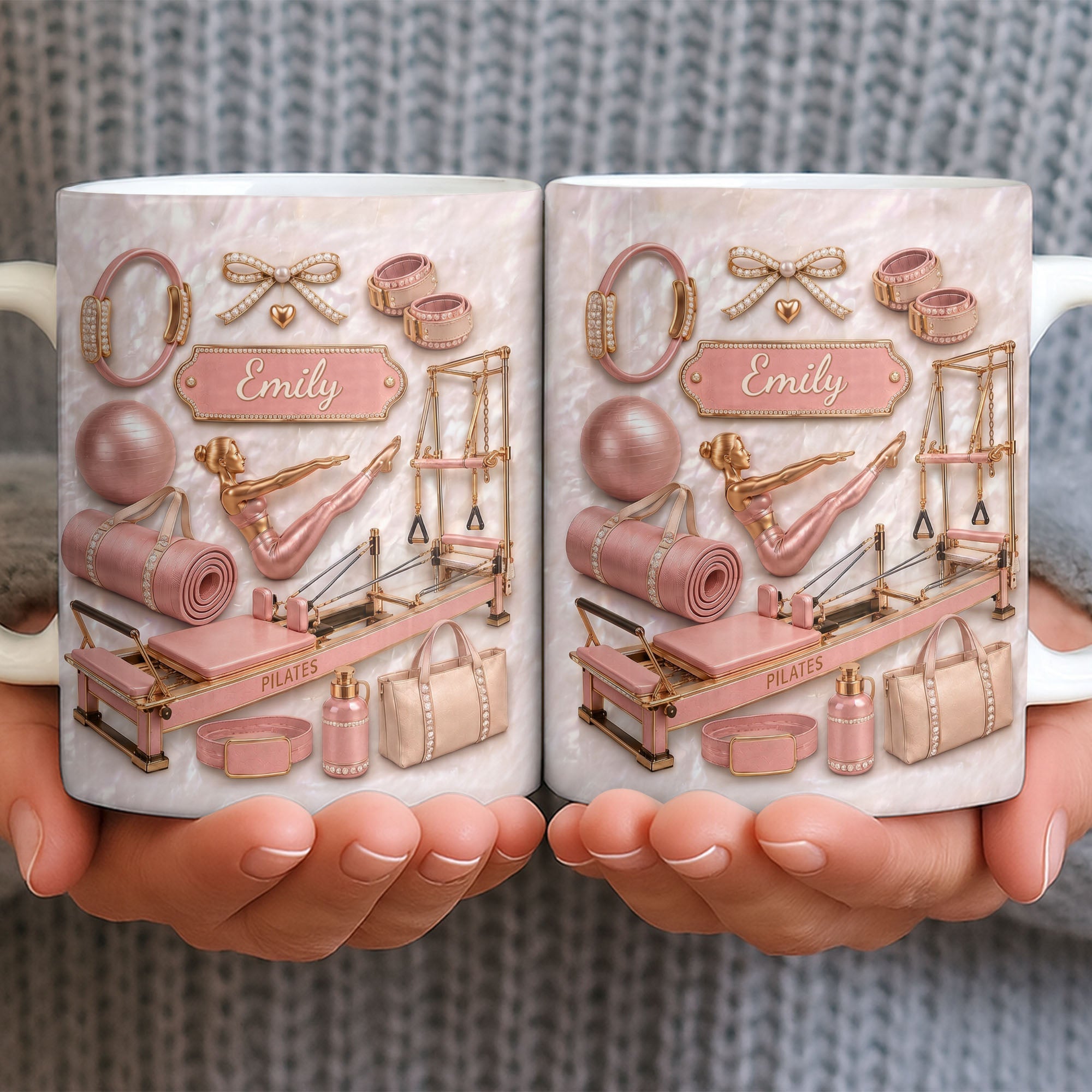 Personalized Pilates Girl Coffee Mug Custom Name Gift for Her Edge-to-edge Mug GradoCreations