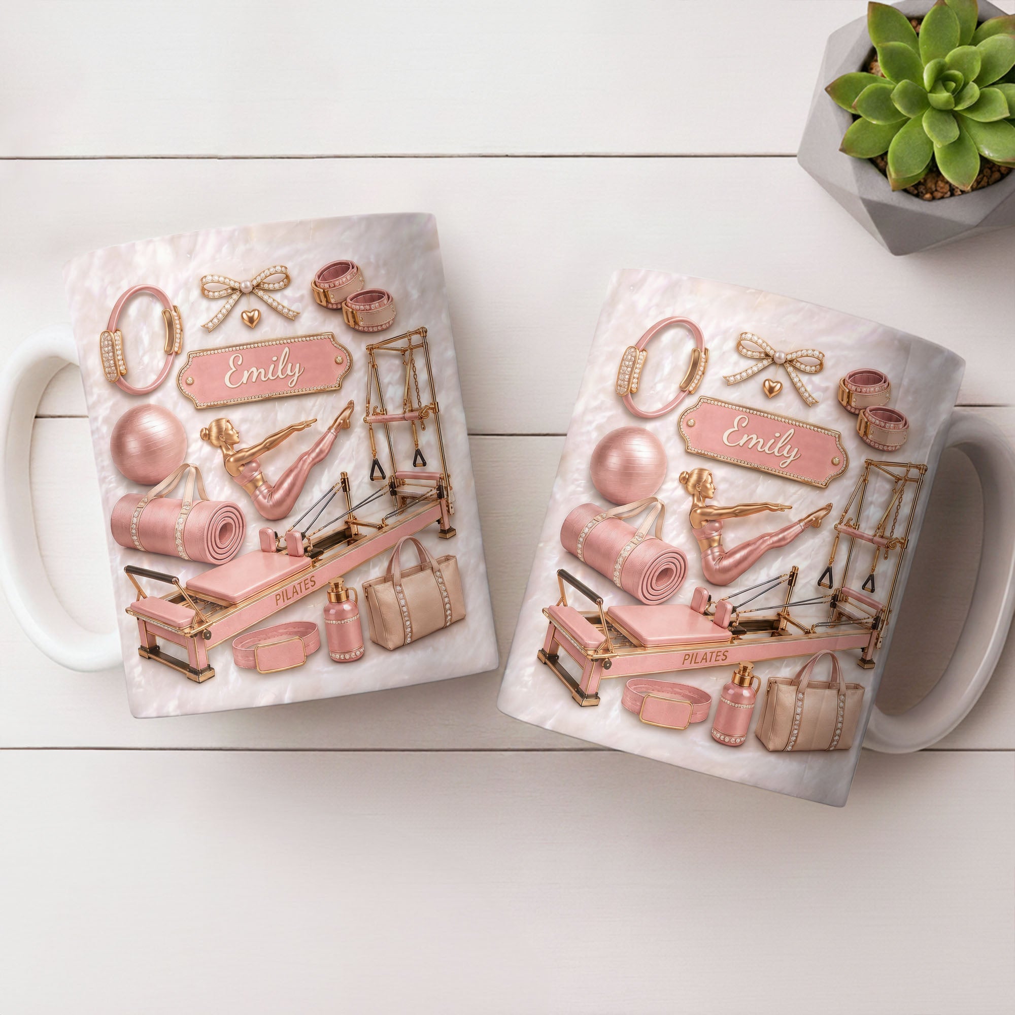 Personalized Pilates Girl Coffee Mug Custom Name Gift for Her Edge-to-edge Mug GradoCreations