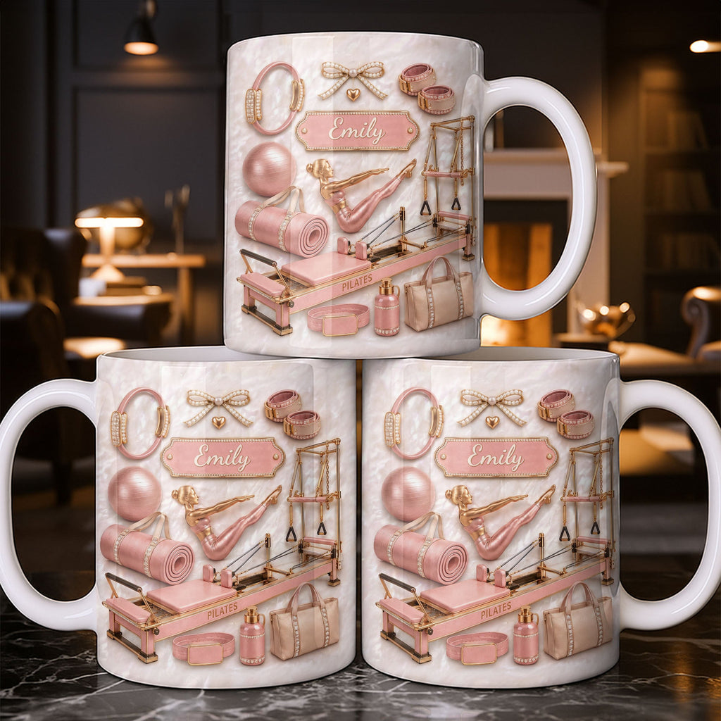 Personalized Pilates Girl Coffee Mug Custom Name Gift for Her Edge-to-edge Mug GradoCreations