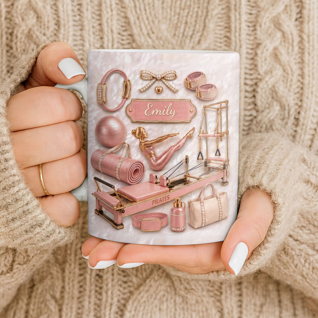 Personalized Pilates Girl Coffee Mug Custom Name Gift for Her Edge-to-edge Mug GradoCreations