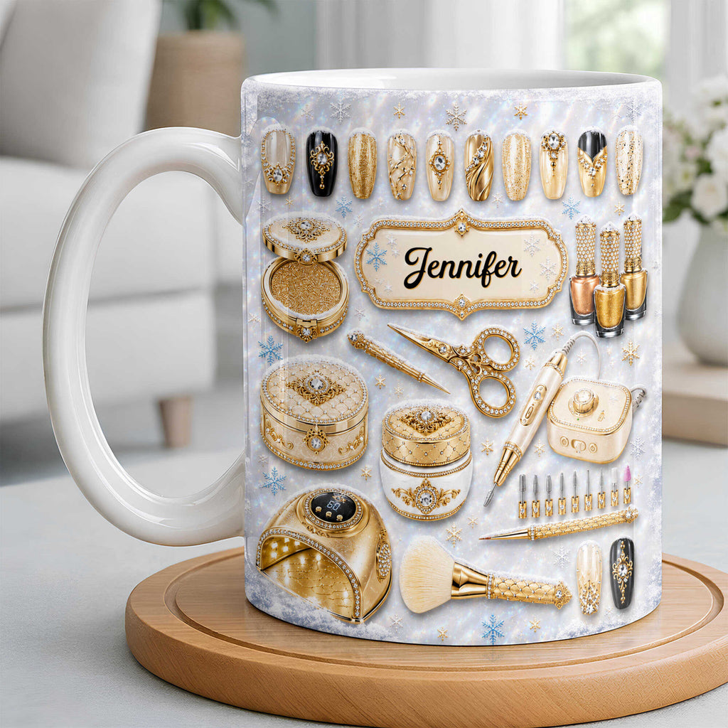 Personalized Glamorous Nail Artist Mug Custom Gift for Her Edge-to-edge Mug GradoCreations