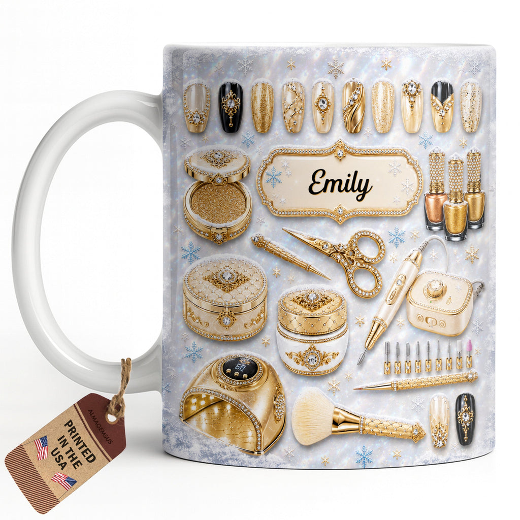 Personalized Glamorous Nail Artist Mug Custom Gift for Her Edge-to-edge Mug GradoCreations