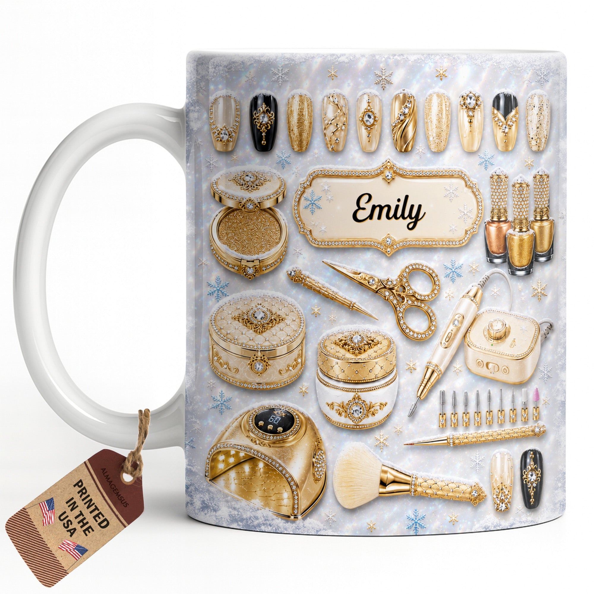Personalized Glamorous Nail Artist Mug Custom Gift for Her Edge-to-edge Mug GradoCreations