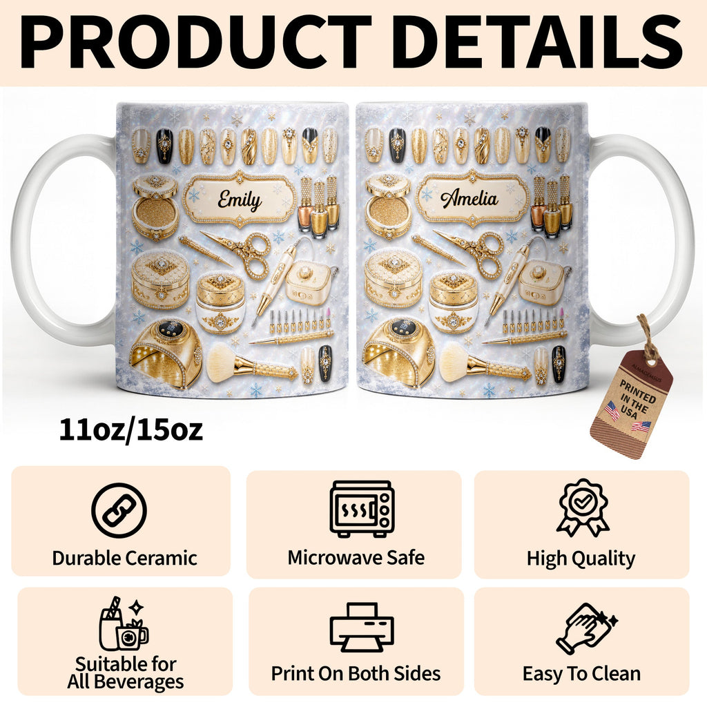 Personalized Glamorous Nail Artist Mug Custom Gift for Her Edge-to-edge Mug GradoCreations