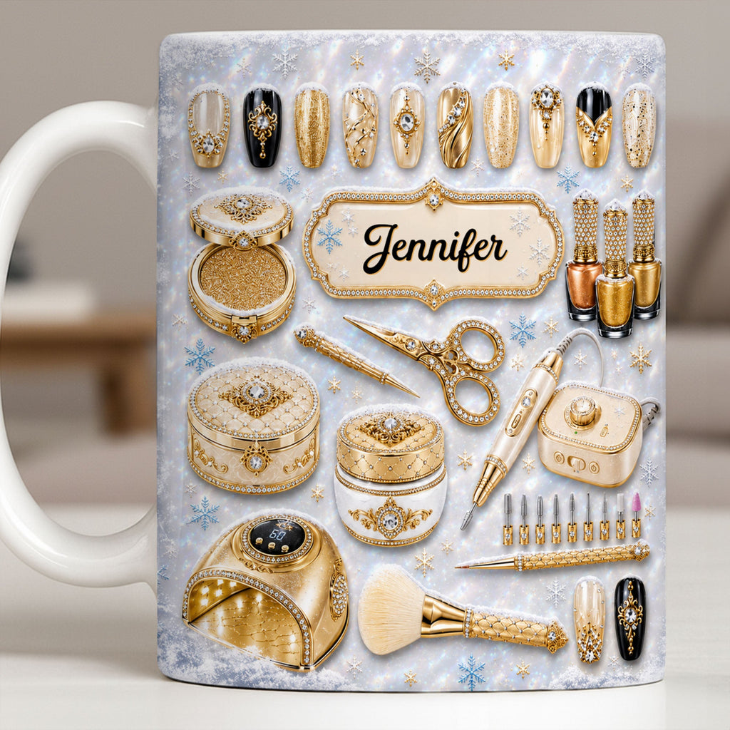 Personalized Glamorous Nail Artist Mug Custom Gift for Her Edge-to-edge Mug GradoCreations