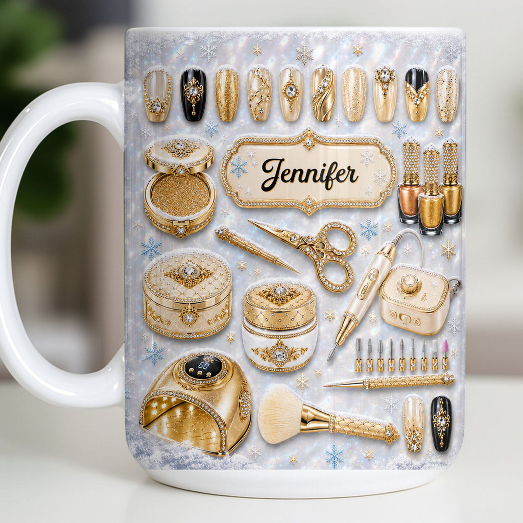 Personalized Glamorous Nail Artist Mug Custom Gift for Her Edge-to-edge Mug GradoCreations