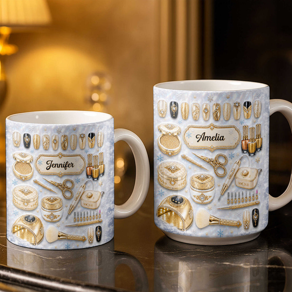 Personalized Glamorous Nail Artist Mug Custom Gift for Her Edge-to-edge Mug GradoCreations