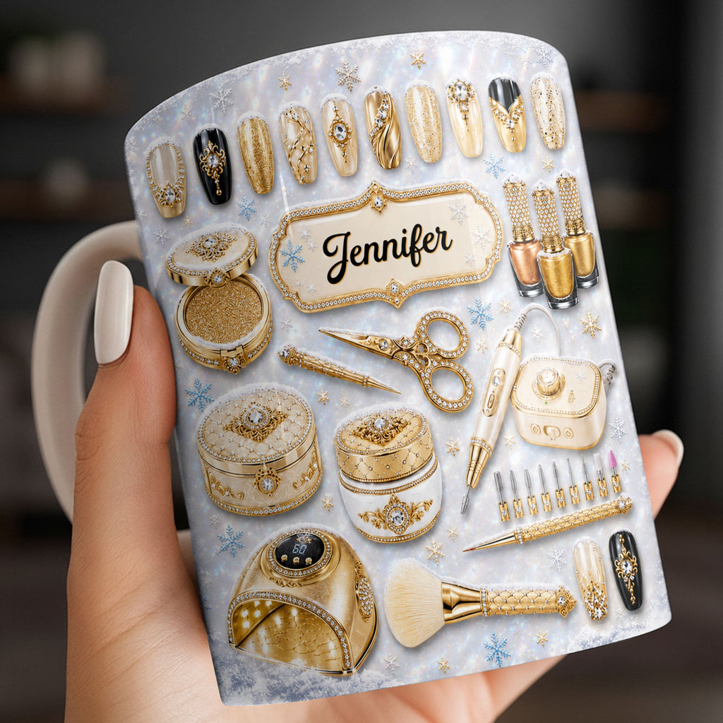 Personalized Glamorous Nail Artist Mug Custom Gift for Her Edge-to-edge Mug GradoCreations