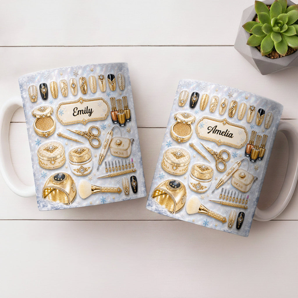 Personalized Glamorous Nail Artist Mug Custom Gift for Her Edge-to-edge Mug GradoCreations