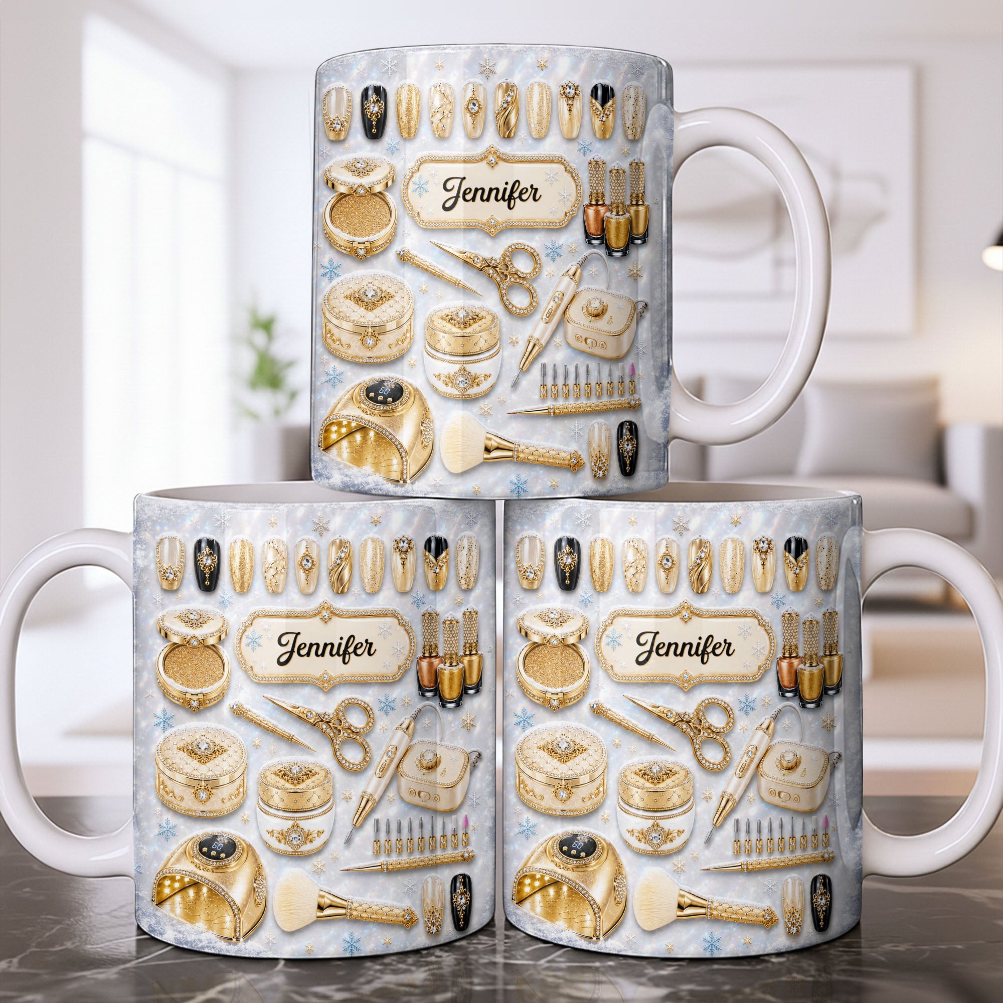 Personalized Glamorous Nail Artist Mug Custom Gift for Her Edge-to-edge Mug GradoCreations