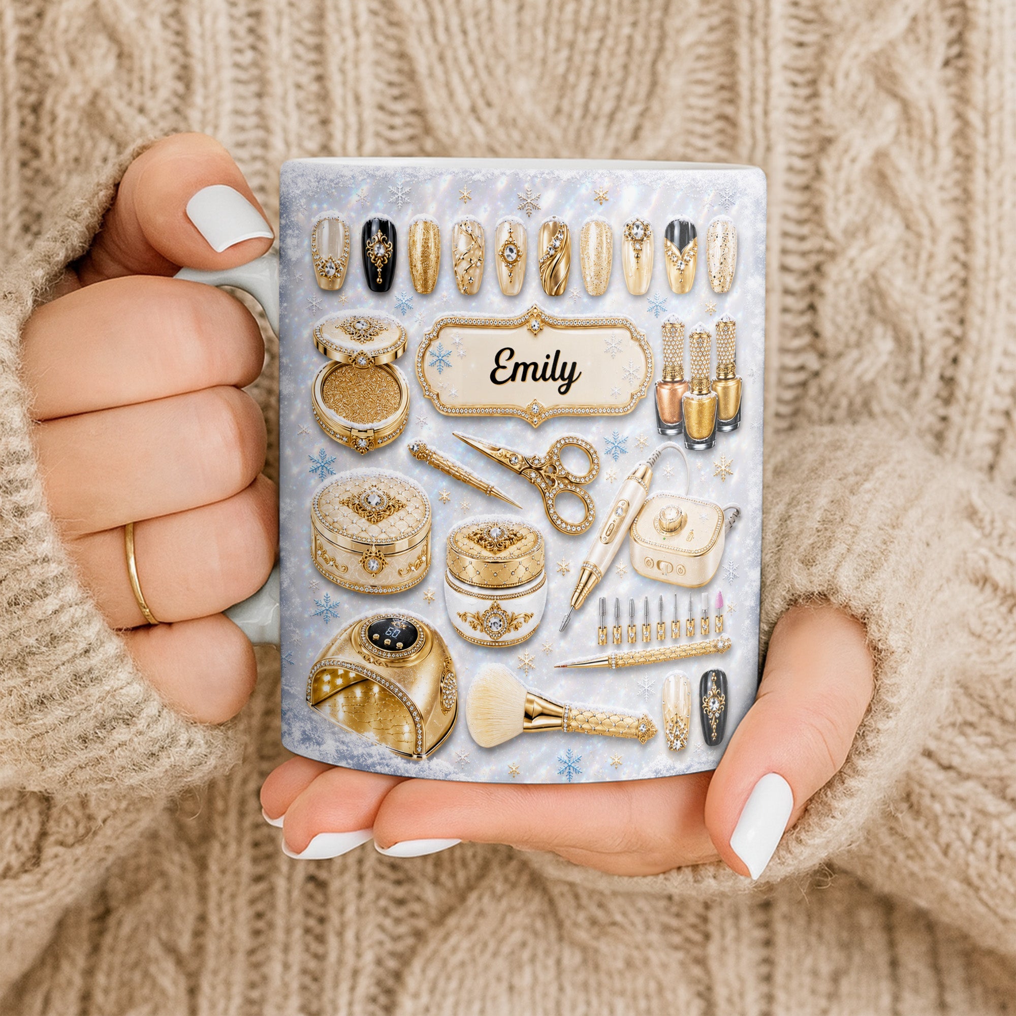 Personalized Glamorous Nail Artist Mug Custom Gift for Her Edge-to-edge Mug GradoCreations