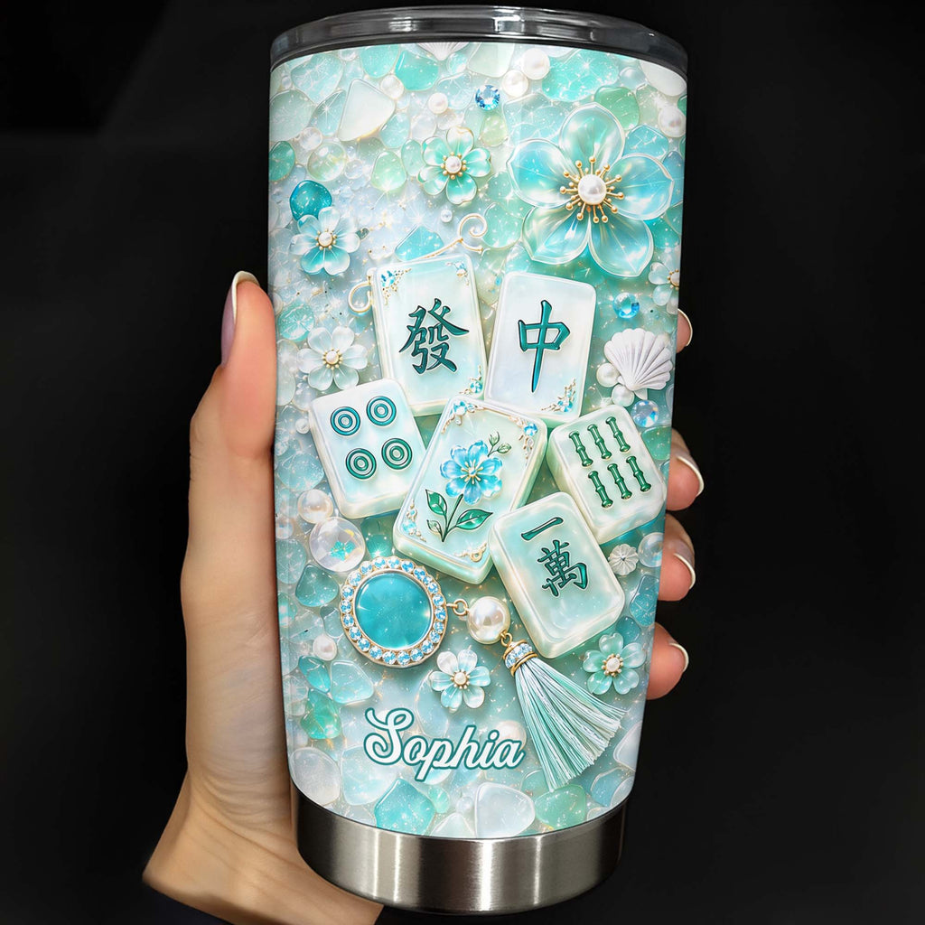 Personalized 20oz Stainless Steel Tumbler Custom Name Mahjong Gift for Besties 20oz Tumbler GradoCreations