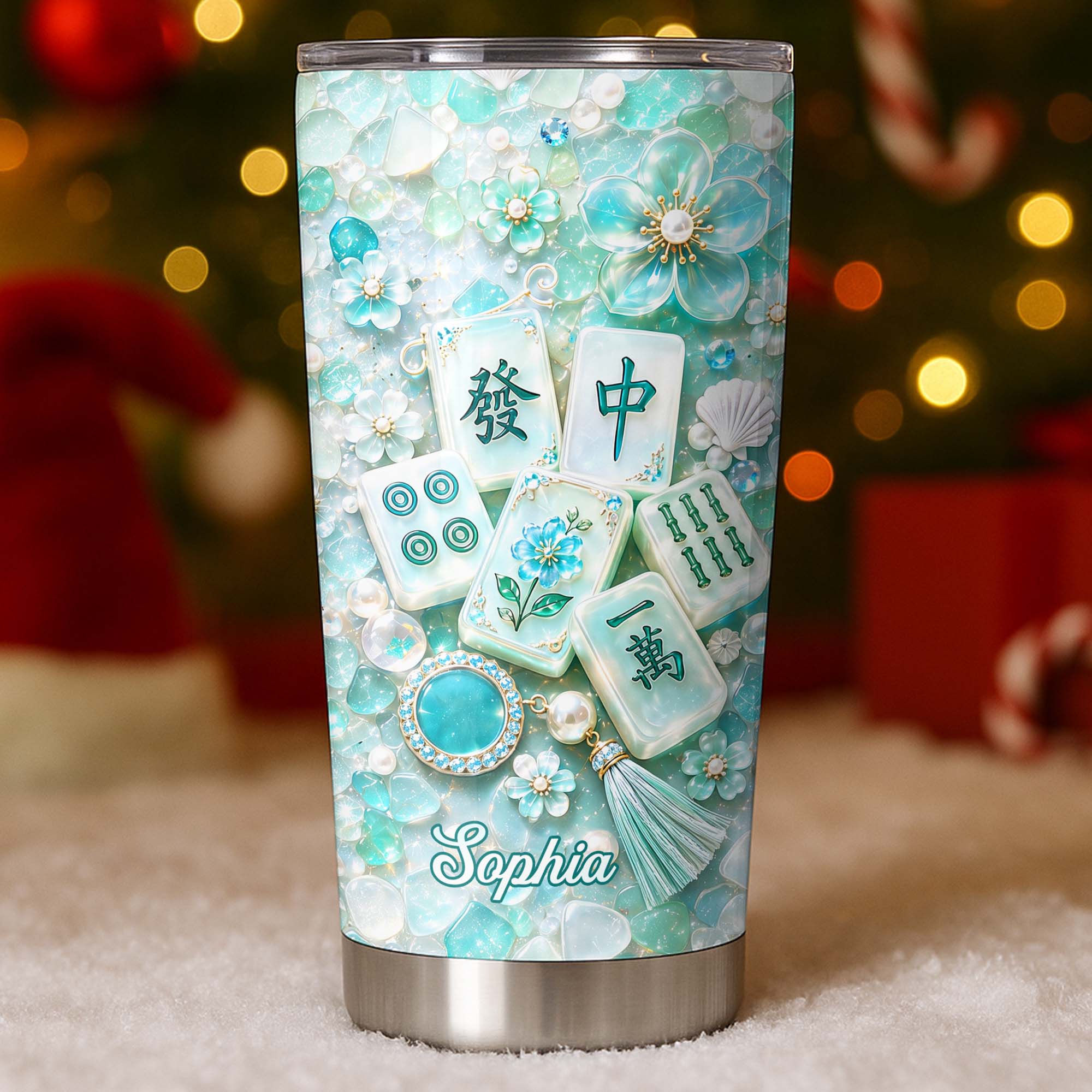 Personalized 20oz Stainless Steel Tumbler Custom Name Mahjong Gift for Besties 20oz Tumbler GradoCreations