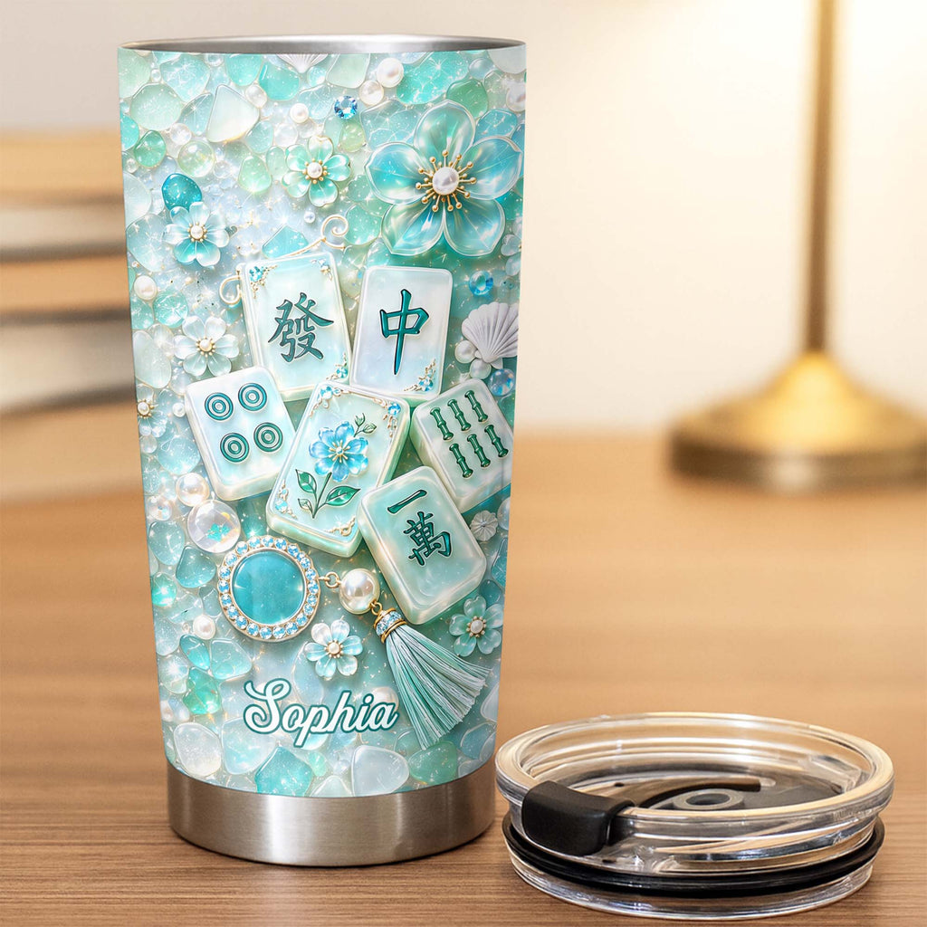 Personalized 20oz Stainless Steel Tumbler Custom Name Mahjong Gift for Besties 20oz Tumbler GradoCreations