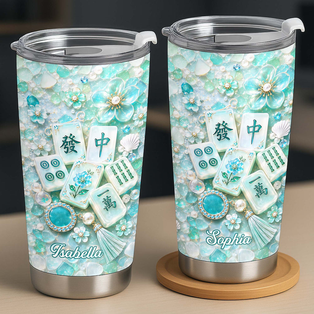 Personalized 20oz Stainless Steel Tumbler Custom Name Mahjong Gift for Besties 20oz Tumbler GradoCreations
