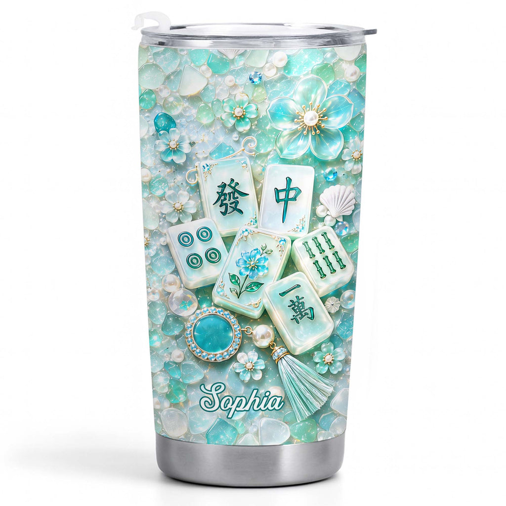 Personalized 20oz Stainless Steel Tumbler Custom Name Mahjong Gift for Besties 20oz Tumbler GradoCreations