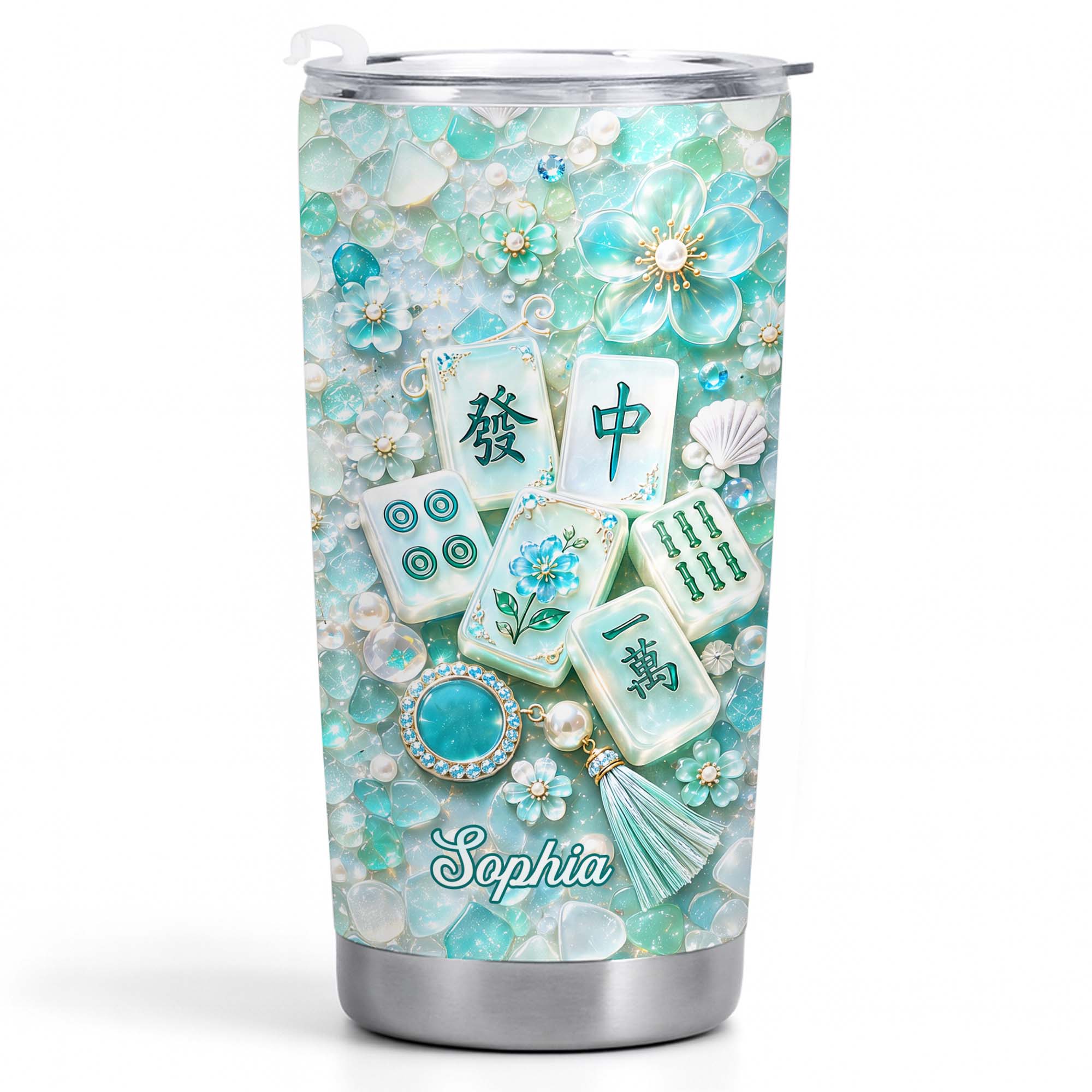 Personalized 20oz Stainless Steel Tumbler Custom Name Mahjong Gift for Besties 20oz Tumbler GradoCreations