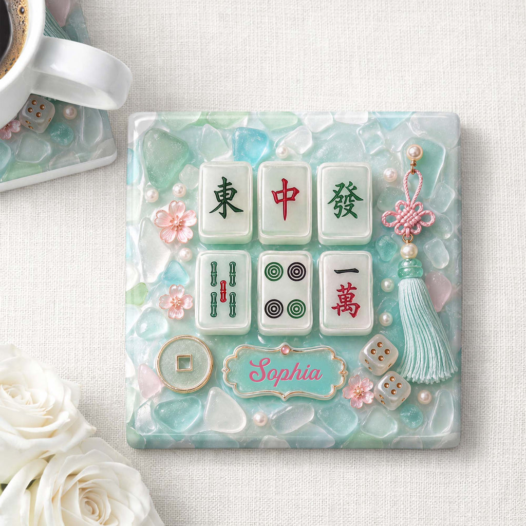Personalized Square Ceramic Coaster Custom Name Gift for Hobbyists Square Ceramic Coaster GradoCreations
